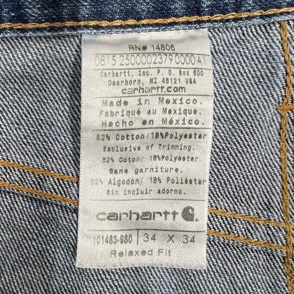 Carhartt Holter Relaxed Fit Jeans 34x34 Straight Denim Workwear Utility 101483 - Picture 3 of 10